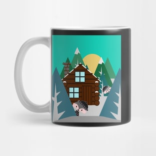 Winter cabin in the woods Mug